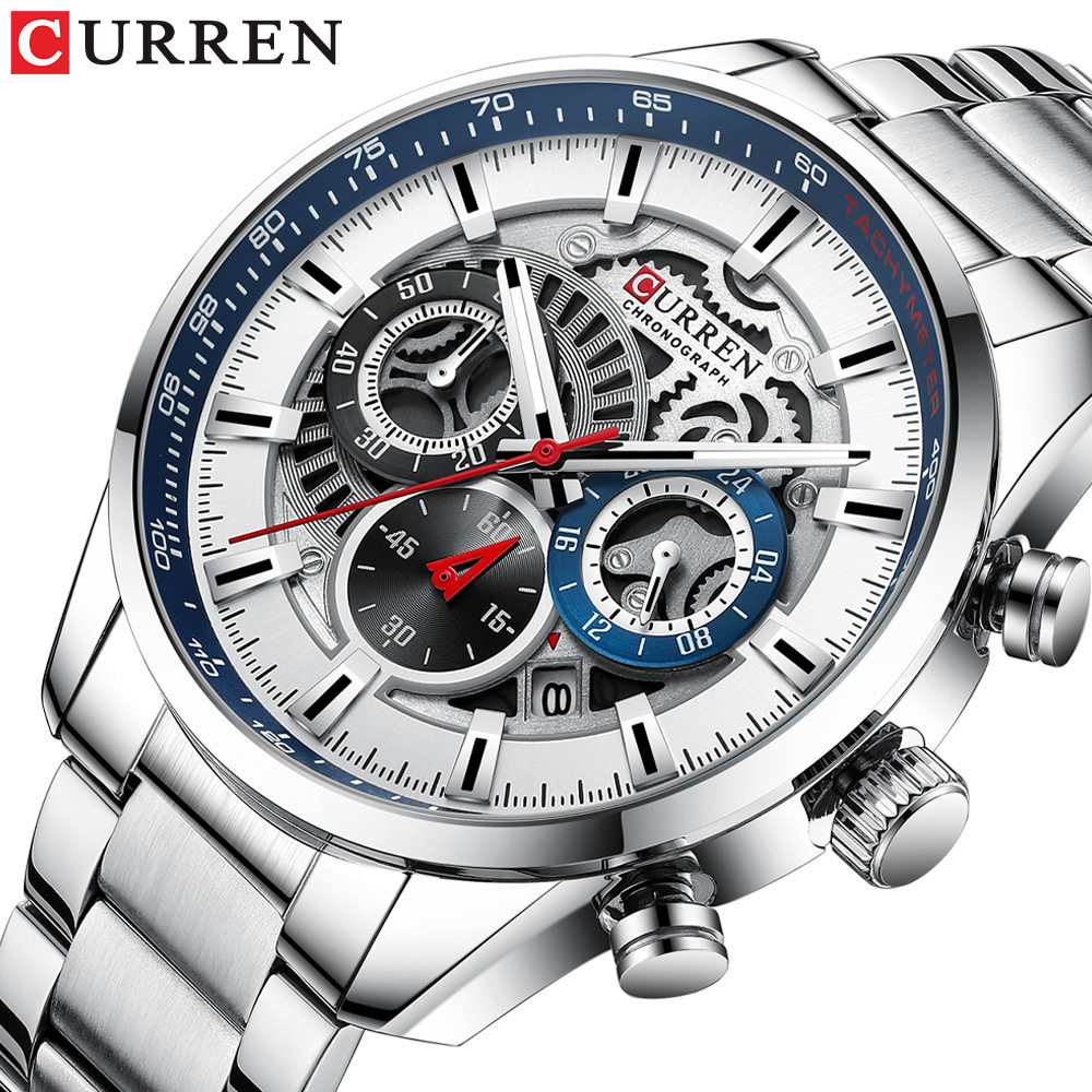 Curren Carreen Men's Business Steel Band Watch Quartz Calendar Six-pin Multifunctional Men's Watch 8391watch