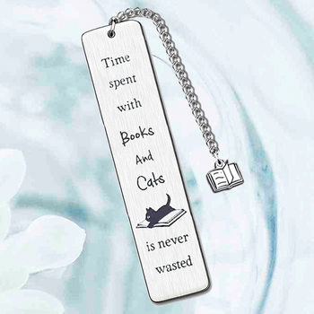 Amazon stainless steel bookmark cute cat bookmark metal lettering personalized inspirational Bookmark Book lovers