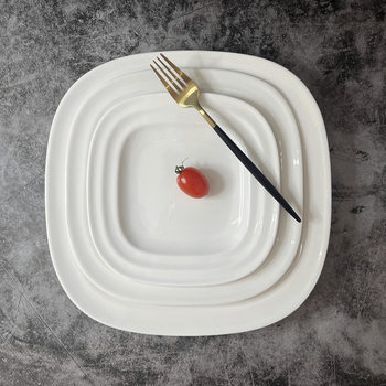 ins Han Feng Ceramic Modern Pattern Square Round Flat Plate Restaurant Western Food Steak Plate Hotel Sweet Plate Cake Plate Spaghetti