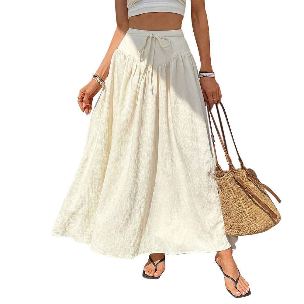 High Waisted Flared Maxi Skirt Lightweight Versatile Flattering Summer Vacation Beachwear Wholesale Available