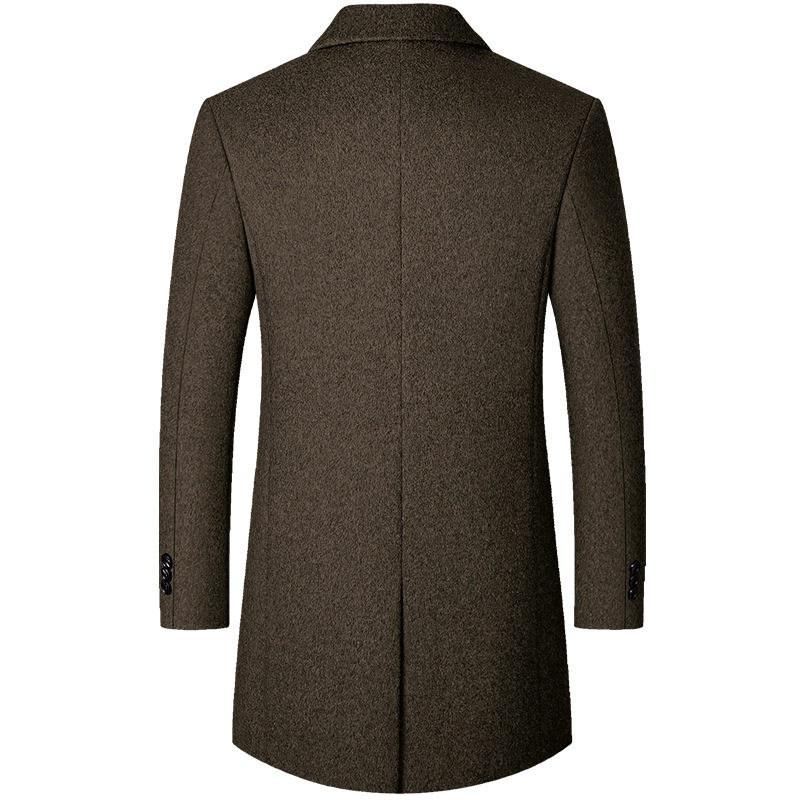 Mens Mid Length Wool Overcoat Casual Style Warm Fabric Available in Black Gray Camel Navy Blue Wholesale Options