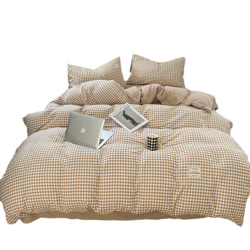 genuine goods Class A Maternal and Infant Grade Four-Piece Set Washed Cotton Bed Linen Quilt Cover Student Dormitory Three-Piece Set