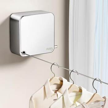 Indoor Clothesline No-Drill Balcony Bathroom Invisible Retractable 304 Stainless Steel Mini Retractable Wire Rope