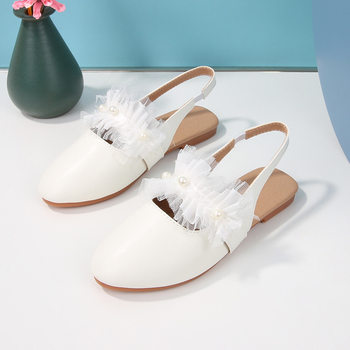 Summer New Girls Flat Sandals Children Soft Bottom Princess Shoes Little Girls White Shoes Baby Fashion Pointed Shoes