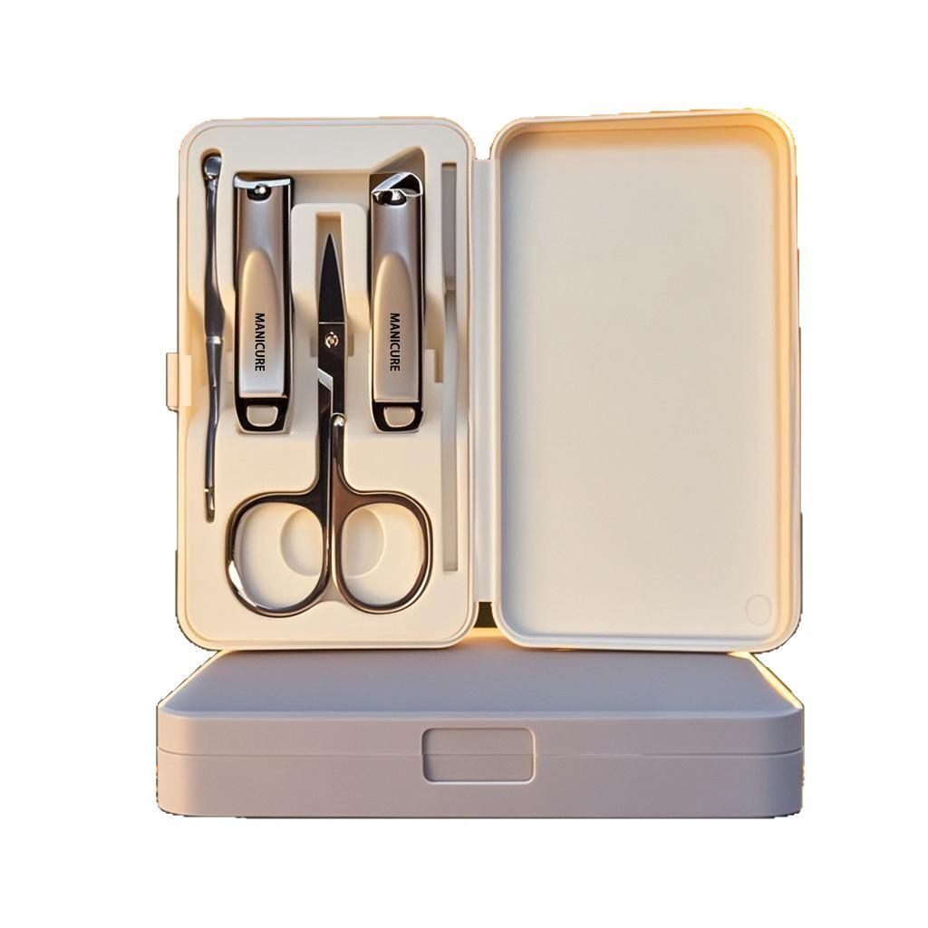 New High-End Nail Clipper Five-Piece Set, Nail Clipper Set, Eyebrow Trimming Scissors, Nail File, Ear Scoop, Manicure Tools