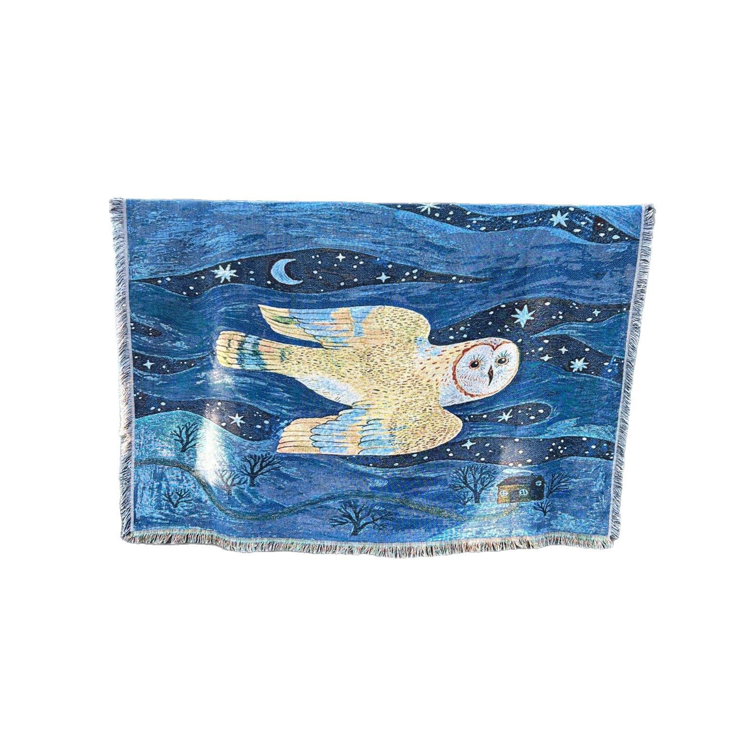 Cross-Border Galaxy Owl Camping Blanket Picnic Blanket Multifunctional Line Blanket Tapestry Sofa Cover Blanket Outdoor Camping Carpet