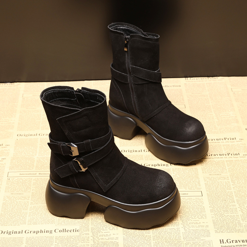 (Mới) Mã B1914 Giá 1210K: Boot Cổ Thấp Nữ Wetdi Hàng Mùa Xuân Thu Đông Phục Cổ Cổ Điển Tăng Chiều Cao Đế Cao Giày Dép Nữ Chất Liệu G04 Sản Phẩm Mới, (Miễn Phí Vận Chuyển Toàn Quốc).