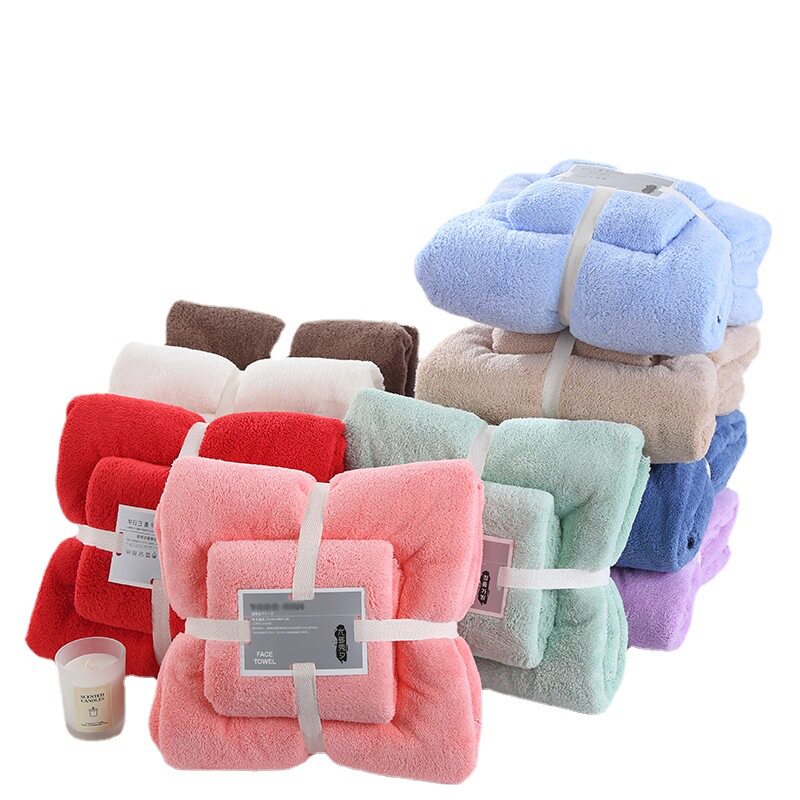 [Postage] Towel Bath Towel Coral Fleece Mother and Mother Set Towel Gift Return Set logo Live Delivery