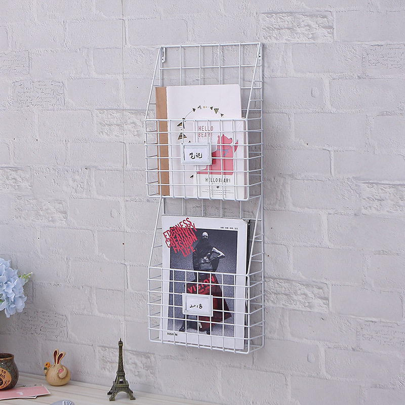 批发ins铁艺挂墙墙面卧室书架书报架儿童绘本架墙上展示架杂志架