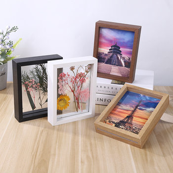 Double-Sided Glass Transparent Photo Frame Creative Table Manufacturer Wholesale Storage Frame Picture Frame European DIY Dried Flower Photo Frame