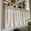 Korean Pastoral French Daisy Floral Cotton and Linen Curtain Fabric, Light-Transmitting but Not See-Through, No-Punch Magic Tape Short Curtain, Ginger Tea