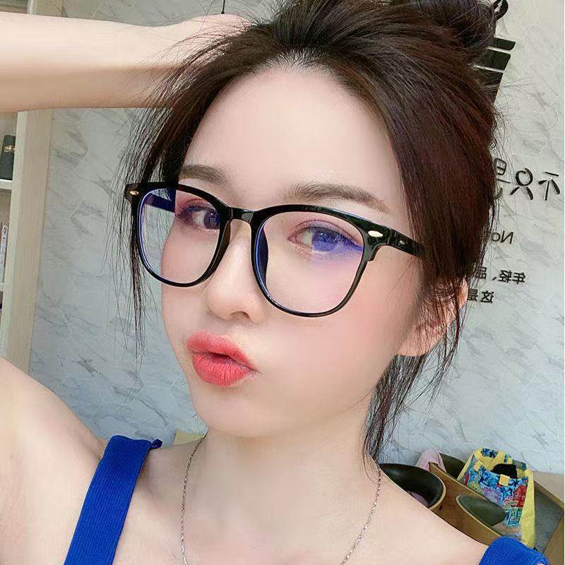 2025 Xiaohongshu New Cross-Border Anti-Blue Light Flat Mirror Internet Celebrity Men's Rice Nail Glasses Frame Women's Korean Version of Myopia Glasses