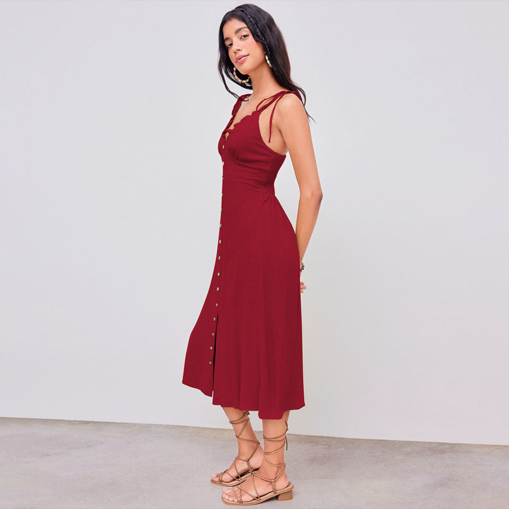 French Style Slim Fit Dress V Neck Summer Fashion Elegant Design Perfect for Parties or Casual Outings Wholesale