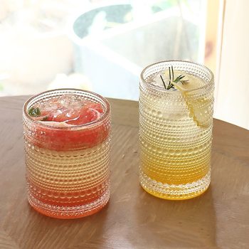 Thickened Bead Dot Transparent Glass Whiskey Cup Home Hotel Ktv Water Cup Milk Cup Coffee Cold Drink Cup
