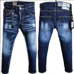 European and American New Style Grinding Simple DSQ Men's Slim Fit Ripped Versatile Stretch Jeans Tight Small Straight Jeans