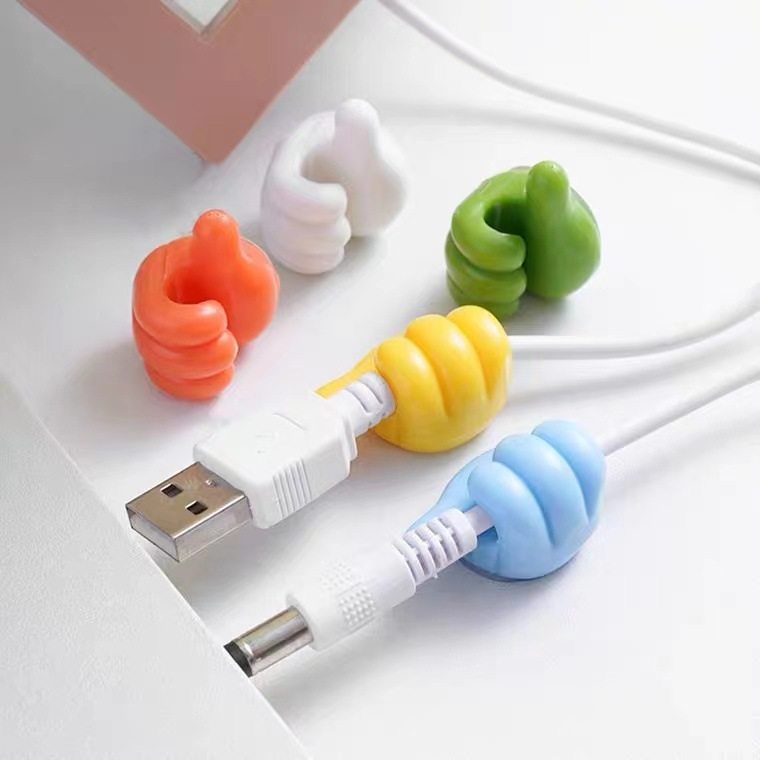 One-Piece Drop-Shipping Thumb Hook Fixing Clip for Wire Storage, Strong Adhesive, Cute, No-Punch Cable Organizer for Bedroom