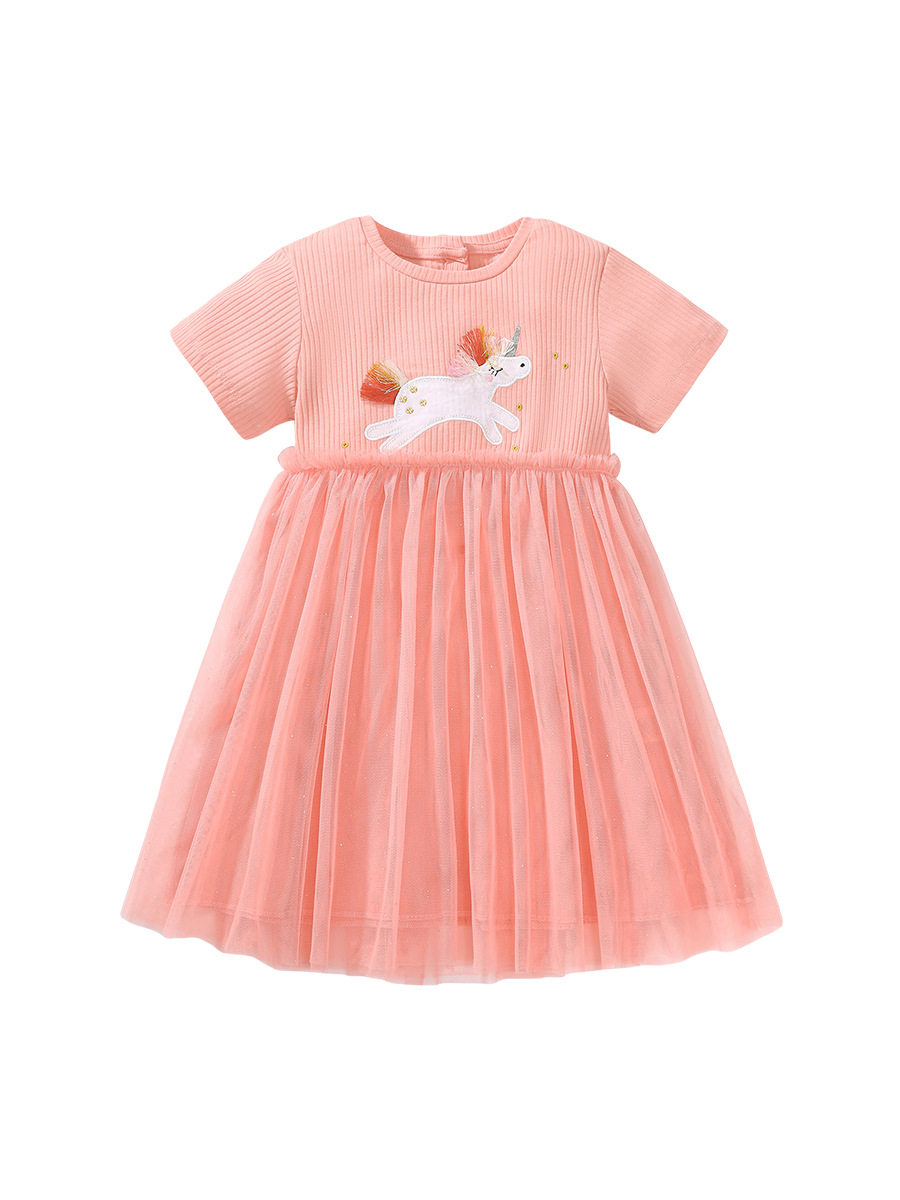 Custom-made, Girls' Skirt, Summer Breathable Princess Dress, Kids' Short-sleeve Dress