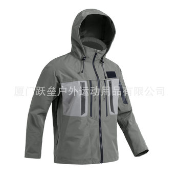 Factory Supplies Men's Outdoor Sports Mountain Biking Outdoor Fishing Hooded Jacket Three-Layer Laminated Jacket
