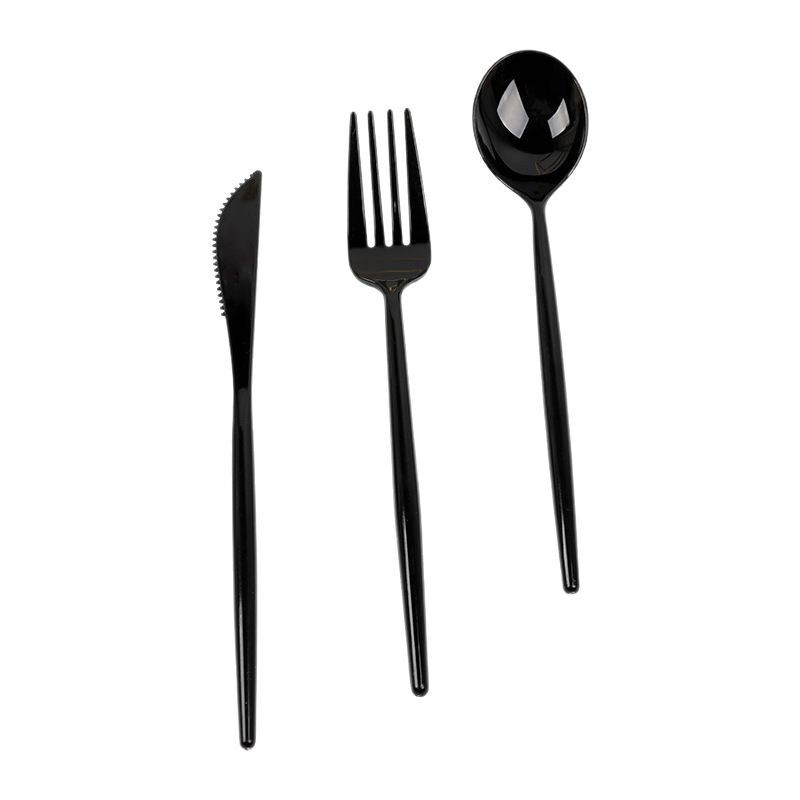 Cross-Border Exclusive Supply of Cutlery Sets with Round Handles, Thick Hotel and Restaurant Steak Knives, Forks, Coffee Spoons, Round Spoons, Gold Color