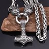 Cross-border Hot Selling Retro Rune Hammer Pendant Wolf Head Necklace Men's Punk Necklace Nordic Norway Jewelry Wholesale