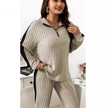 European style fried street casual suit women's autumn 2023 new high-end design sweater wide-leg pants two-piece set