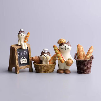 Ornaments Japanese Cat Bread Food Play Doll Tide Play INS Coffee Shop Decorative Resin Crafts DIY Ornaments