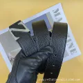 Black lychee pattern + z diamond silver buckle