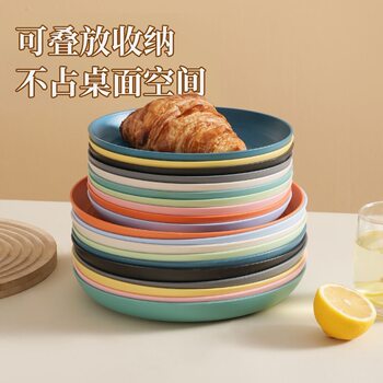 Wheat Straw Fruit Plate, Creative Dinner Plate, Plastic Dish, Snack Plate, Nut Plate, High Aesthetic Value, for Canteen, Home, and Commercial Use