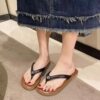 Cross-border export to Southeast Asia wear-resistant flip-flops non-slip 2025 new fairy wind beach flat-bottomed flip-flops