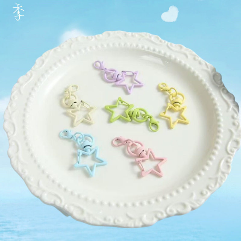 Colorful Five-Pointed Star Hanging Lobster Clasp Rotating Candy Color Metal Accessories DIY Keychain Bag Pendant Jewelry Accessories