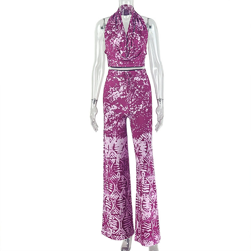 Casual Printed Loose Fit Pants Set Summer Fashion Street Style Two Piece Outfit Wholesale Available