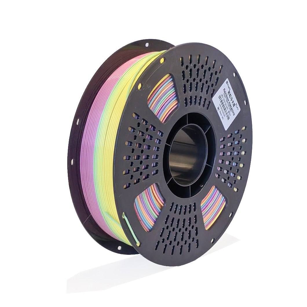 วัสดุสิ้นเปลืองสำหรับเครื่องพิมพ์ 3D PLA+ เส้นใย PLA สีรุ้ง เส้นผ่านศูนย์กลาง 1.75 มม. เส้นใย 3D สีรุ้งแบบมาการอง