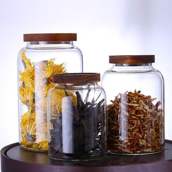 Wholesale High Borosilicate Glass Kitchen Storage Sealed Jars Grain Storage Storage Tangerine Peel Jars Large Capacity
