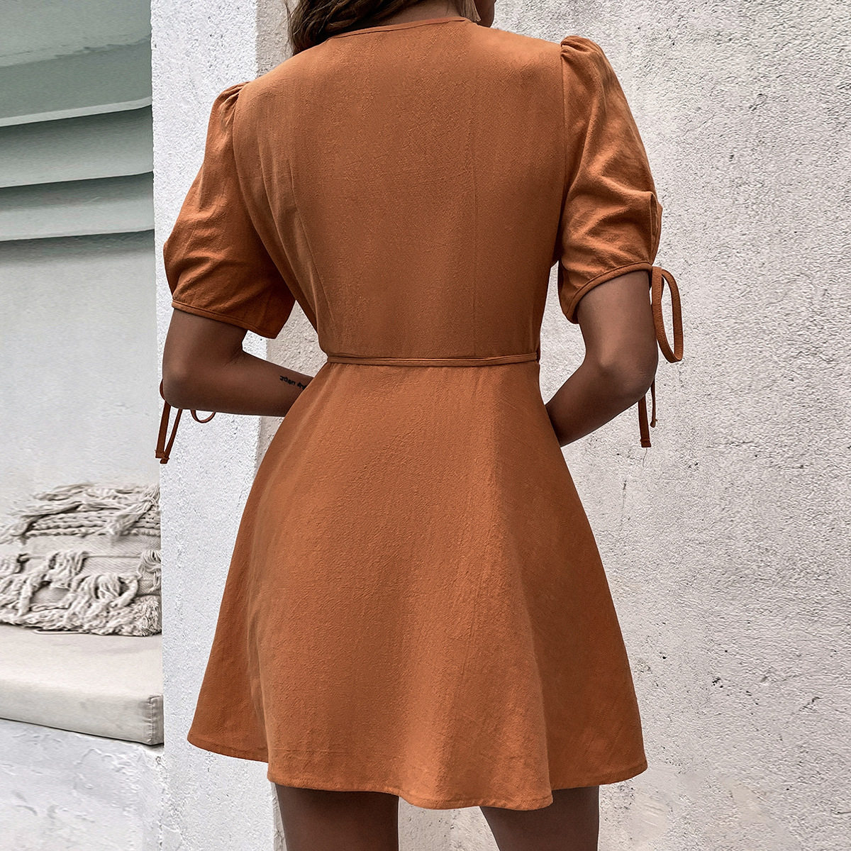 Casual V Neck A Line Dress Minimalist Style Versatile for Work and Spring Occasions Wholesale Available