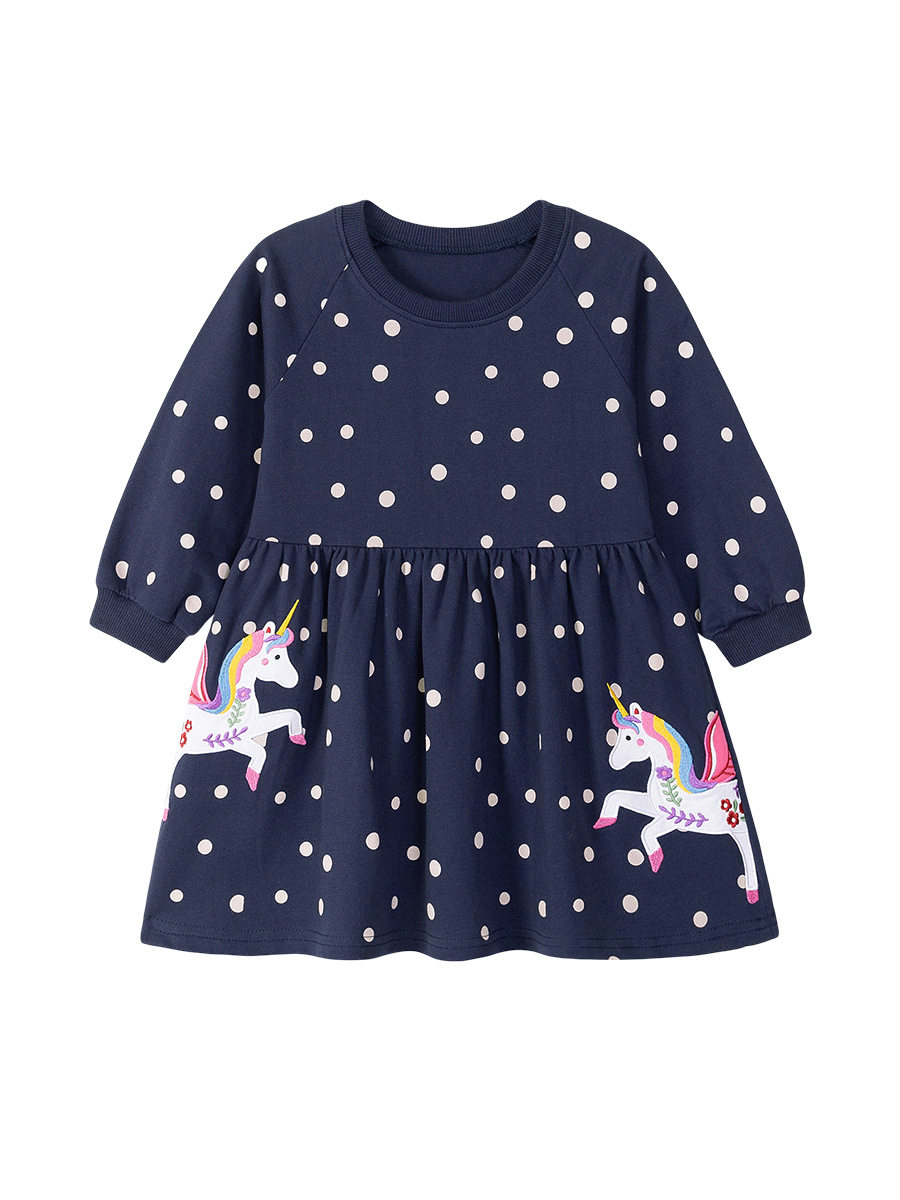 Kids' Clothing Factory Kids' Dress Wholesale, Cartoon Girls' Dress, Autumn Long-sleeve Cotton Dress