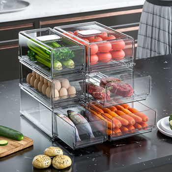 Drawer-Type Refrigerator Storage Box Dumpling Box Freezing with Drain Kitchen Partition Fresh-Keeping Egg Carton Manufacturer Seal
