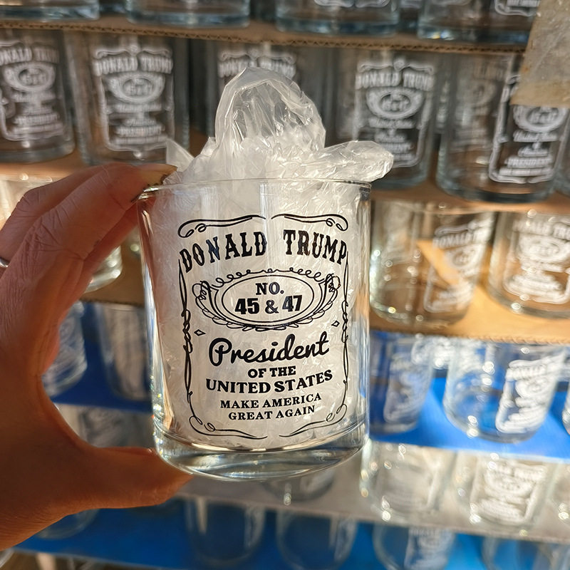 Amazon New Clear Glass Wine Mug Bar KTV Spirits Wine Mug Whisky Beer Mug Printed LOGO