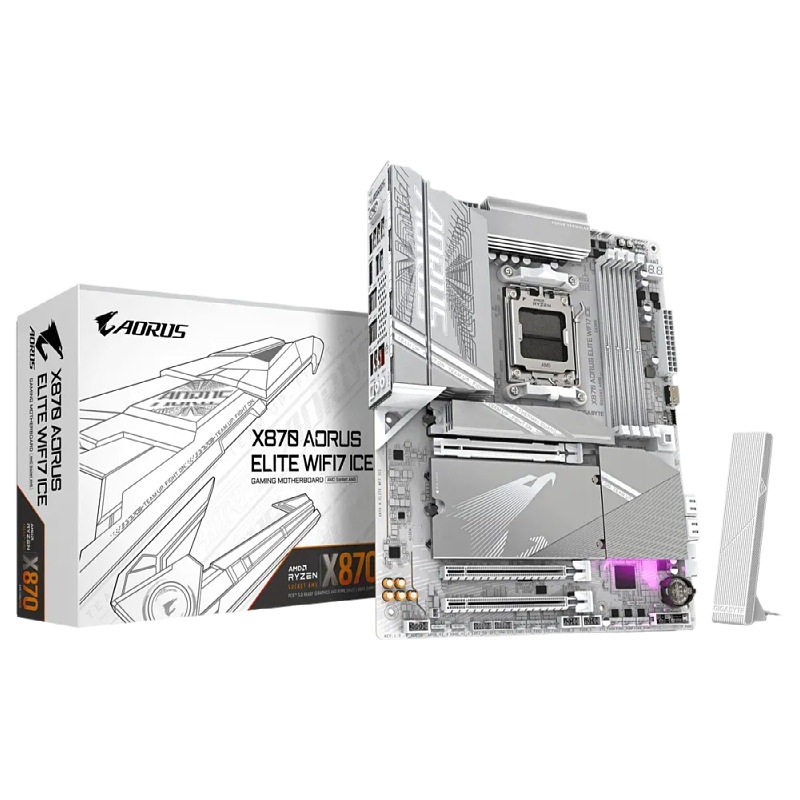 Материнская плата GIGABYTE Ice SCULPTURE X870 AORUS ELITE WIFI7 ICE поддерживает разрешение 9950X\9800X3D