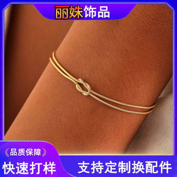 European and American cross-border new simple knotted couple bracelet gold and silver rose gold couple niche design fashion bracelet