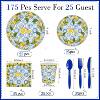 Retro Blue and White Porcelain Lemon Fruit Party Family Dinner Party Tableware Paper Cup Tissue Disposable Paper Plate Set