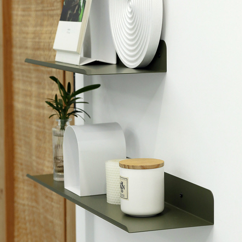 WBZ7墨绿色墙上隔板 居家软装装饰板 收纳分层置物架  铁艺一字分