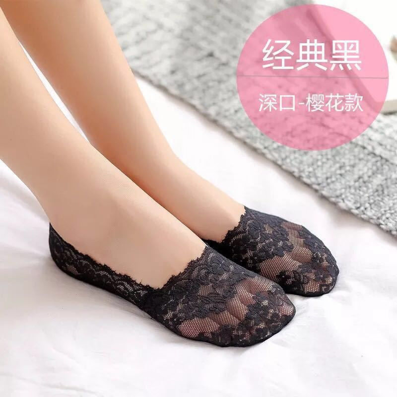 新款蕾丝船袜女夏季薄款浅口硅胶防滑隐形袜子不掉跟短袜厂家批发