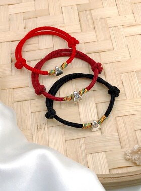 925纯银 你最粽要 福字小粽子手链手工绳情侣闺蜜手绳女学生礼物