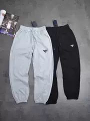 Cross-Border Original Summer New Classic Metal Triangle Logo Letter Pure Cotton Classic Sweatpants Unisex Casual Pants
