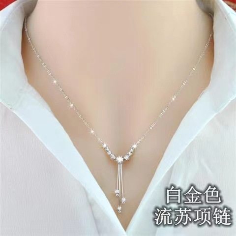 New Color Gold Tassel Necklace for Women Rose Gold Silver Necklace for Women Clavicle Chain for Girlfriend Birthday Gift