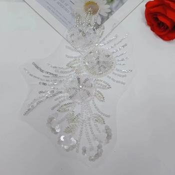 High-end spot lace mesh bottom bead embroidery pair of flower beads DIY nail beads three-dimensional flower lace accessories