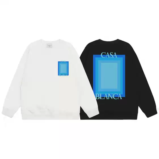 Foreign Trade Casablanca Sweatshirt Autumn and Winter Personalized Checkered Print Logo Round Neck Loose Long-Sleeved Men's Sweatshirt