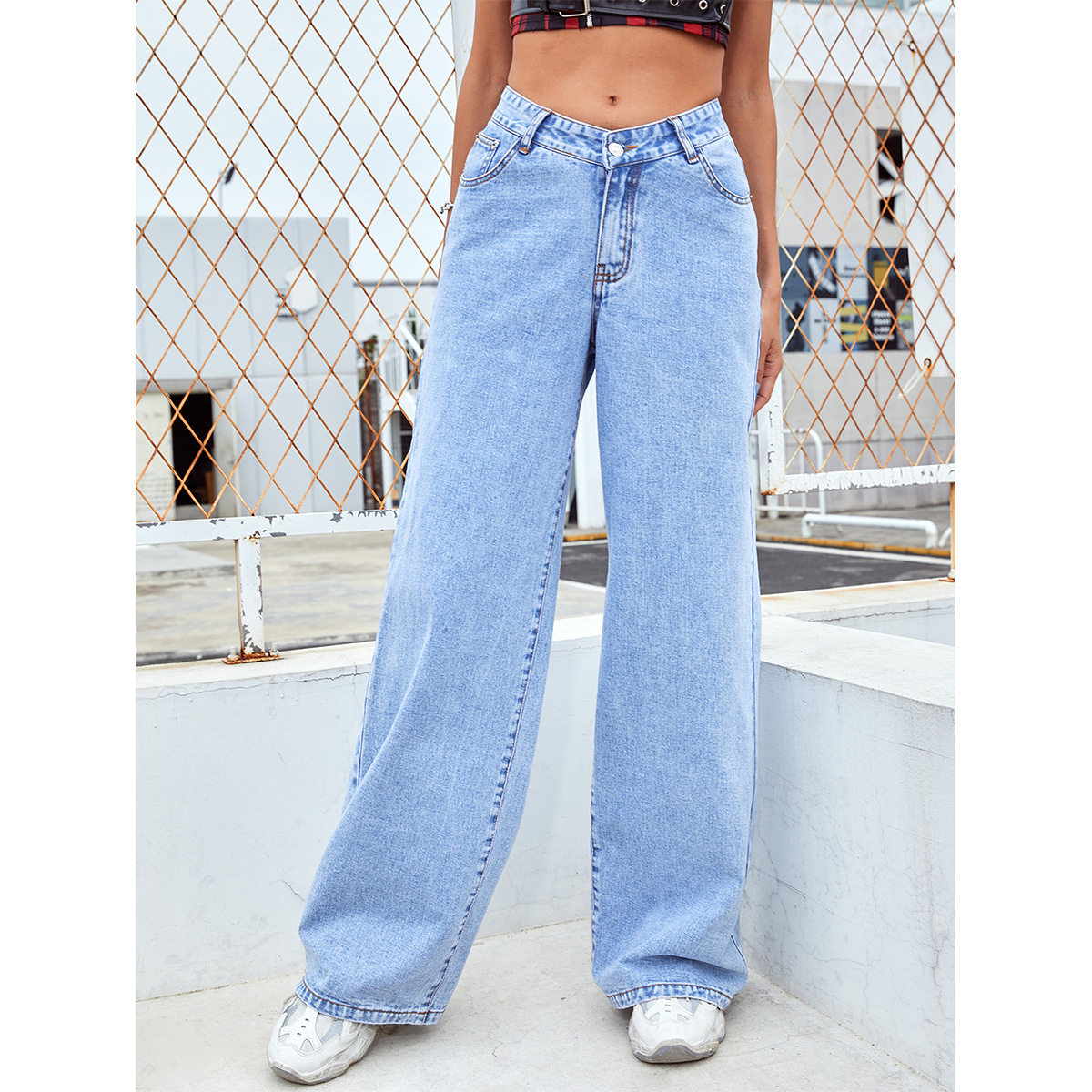 High Waisted Wide Leg Jeans for Women Fashionable Versatile Comfortable Casual Wear Ready to Ship