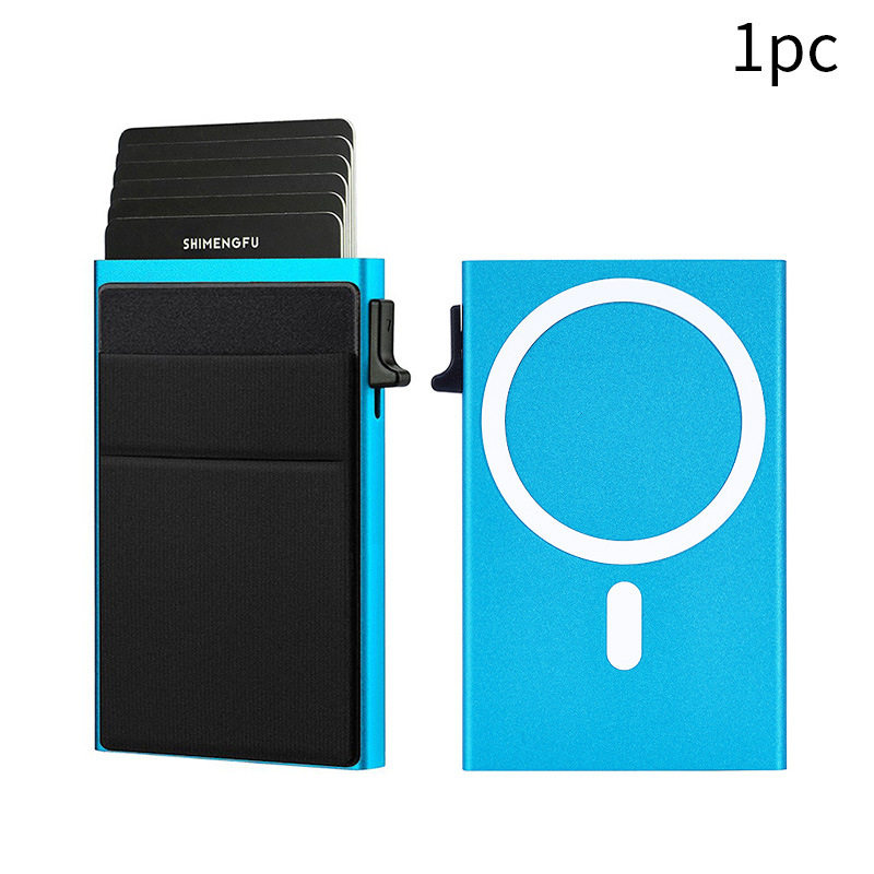 Magnetic Aluminum Alloy Card Holder Automatically Pops up Business Card Box Anti-Theft Brush Anti-Degaussing Rfid Card Holder Metal Card Holder