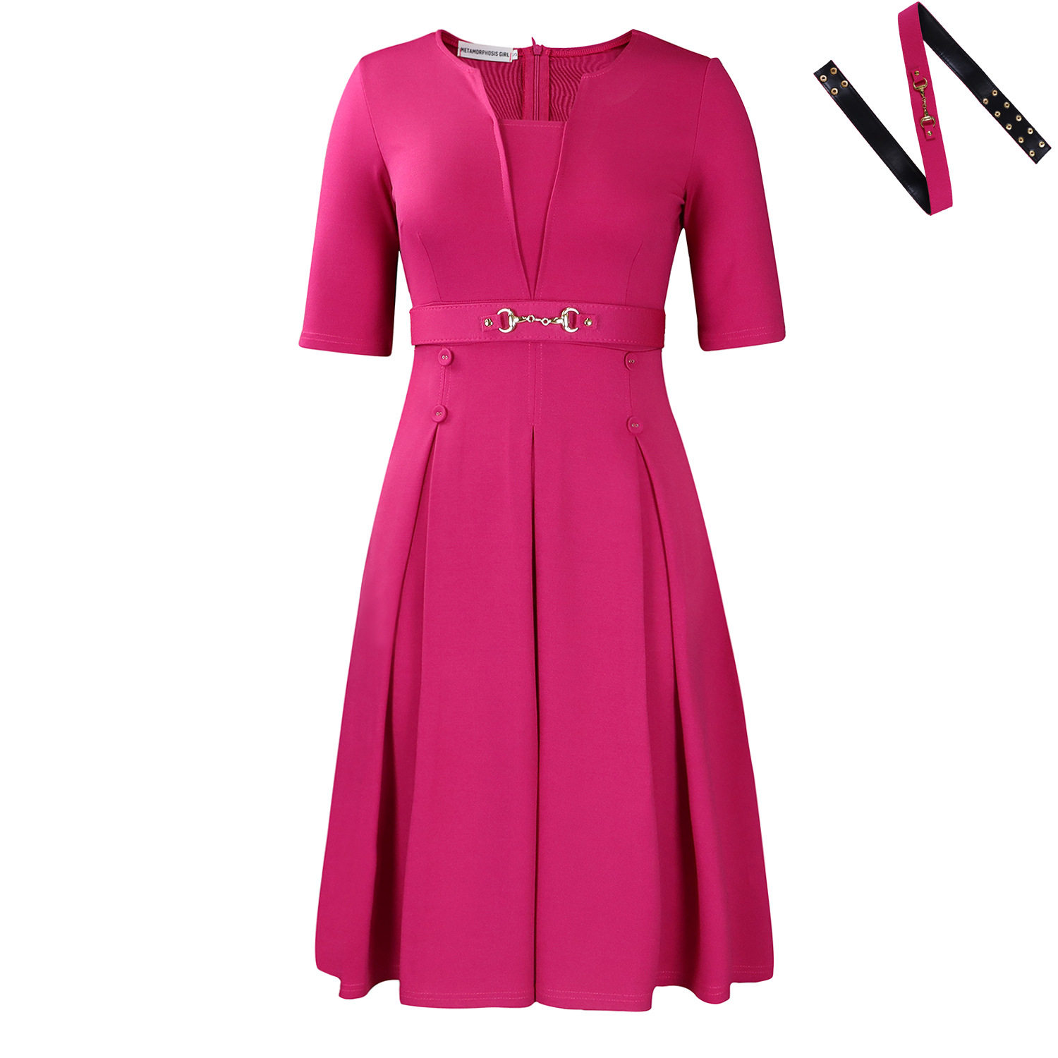 Summer Womens Dress Short Sleeve Elegant Plus Size Solid Color Fashionable for Work or Casual Occasions